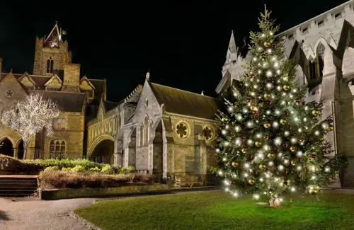 Christchurch Cathedral in Dublin at Christmas time